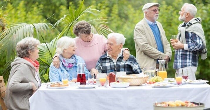 Seniors using technology together